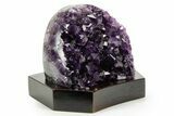 Deep Purple Amethyst Geode With Wood Base - Uruguay #364435-1